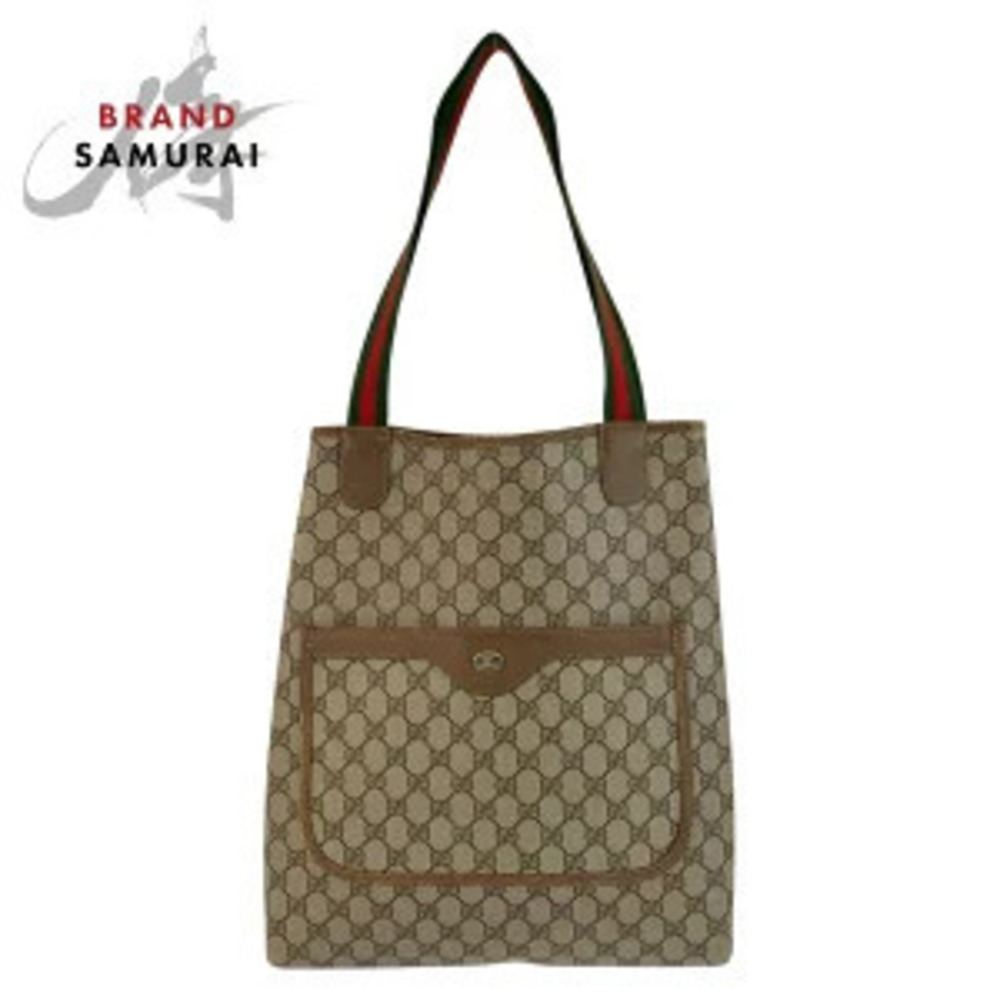 Gucci Sherry Beige Brown GG Supreme Canvas Tote Bag Shoulder
